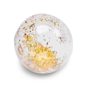 Transparante strandbal 51 cm met glitter, kleurrijk en sprankelend